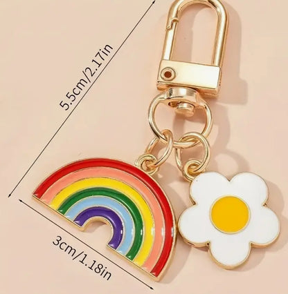 Rainbow Flower Charm Keychain