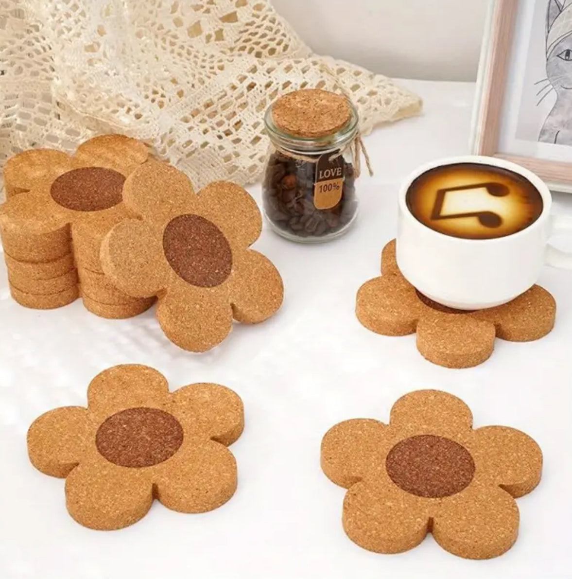 Flower Cork Coasters