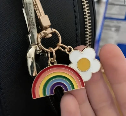 Rainbow Flower Charm Keychain